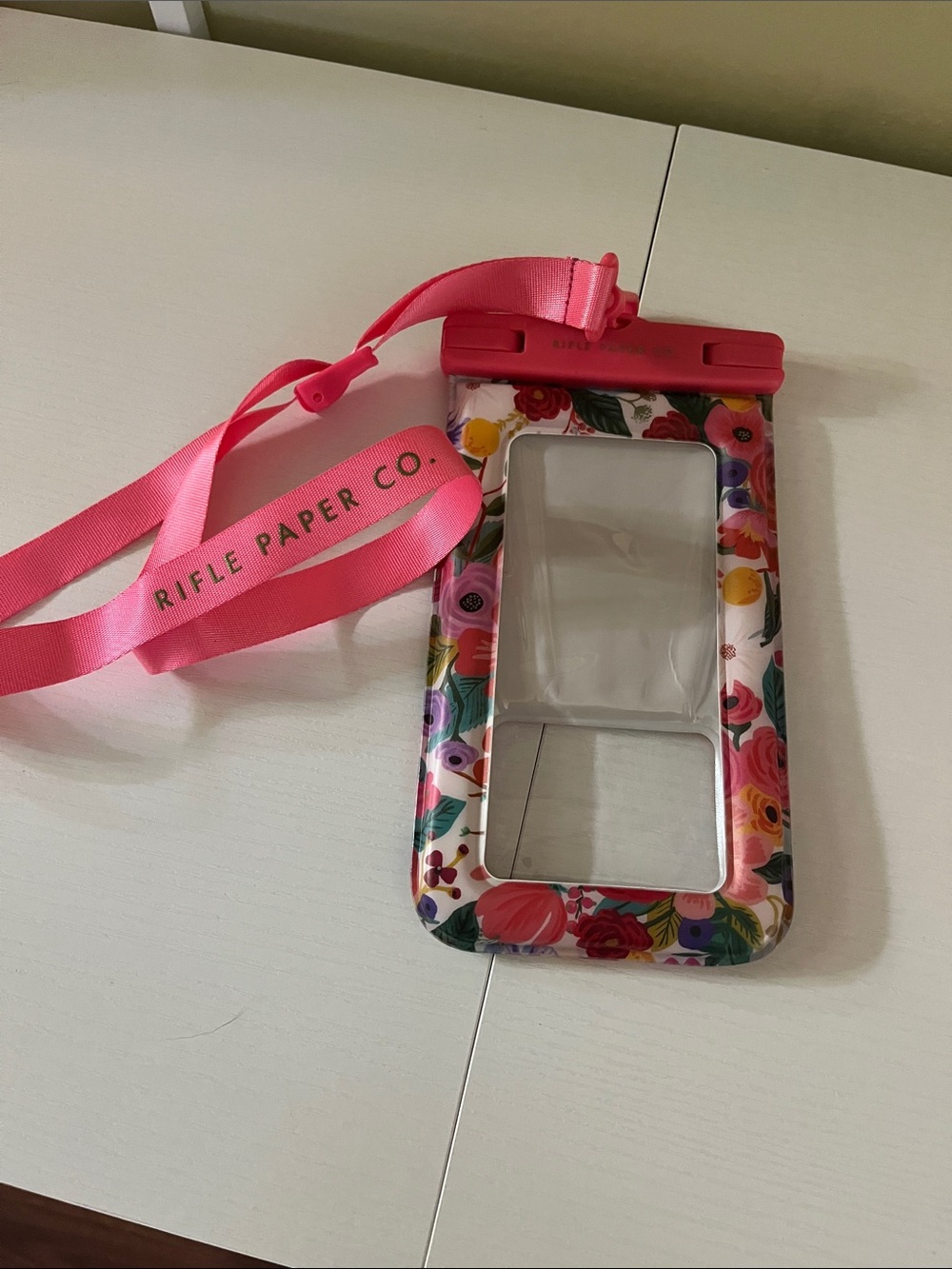 Rifle Paper Co. Floral Waterproof Phone Pouch with Pink Lanyard
